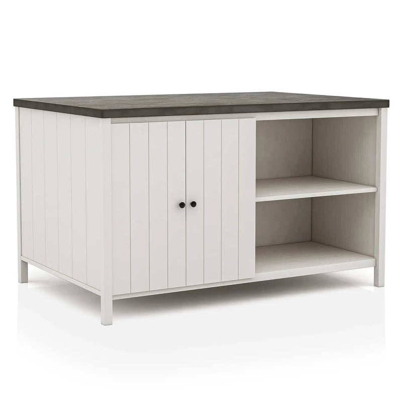 Counter Height Dining Table With Storage Cabinet Base - Dark Gray / Off White / Off White / Gray by Unique Piece Furniture