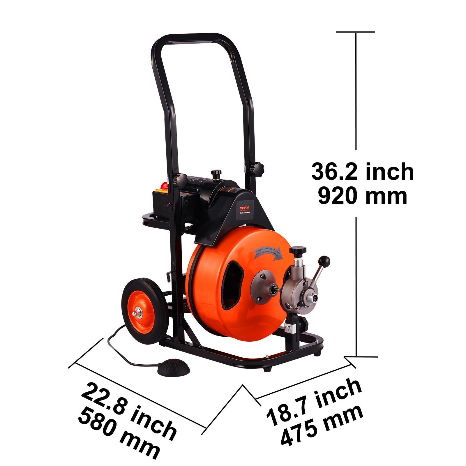 Drain Cleaning Machine 100Ft X 3/8" Auto Feed Sewer Snake - Orange by HouseOfZazla