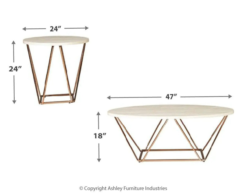 Tarica - Occasional Table Set (Set of 3) - White / Metallic by Unique Piece Furniture