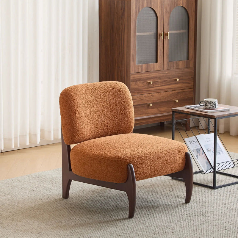 Modern Boucle Lounge Chair With Solid Wood Frame by HouseOfZazla
