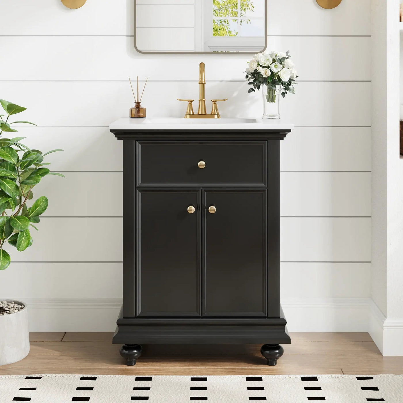 24" Modern Bathroom Vanity with Tip-Out Drawer & Soft-Close Hinges by HouseOfZazla