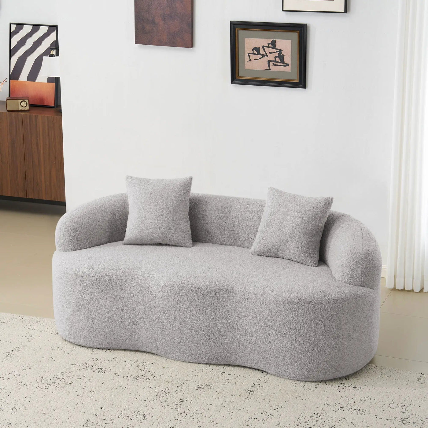 Curved Loveseat Sofa With Round Armrest by HouseOfZazla