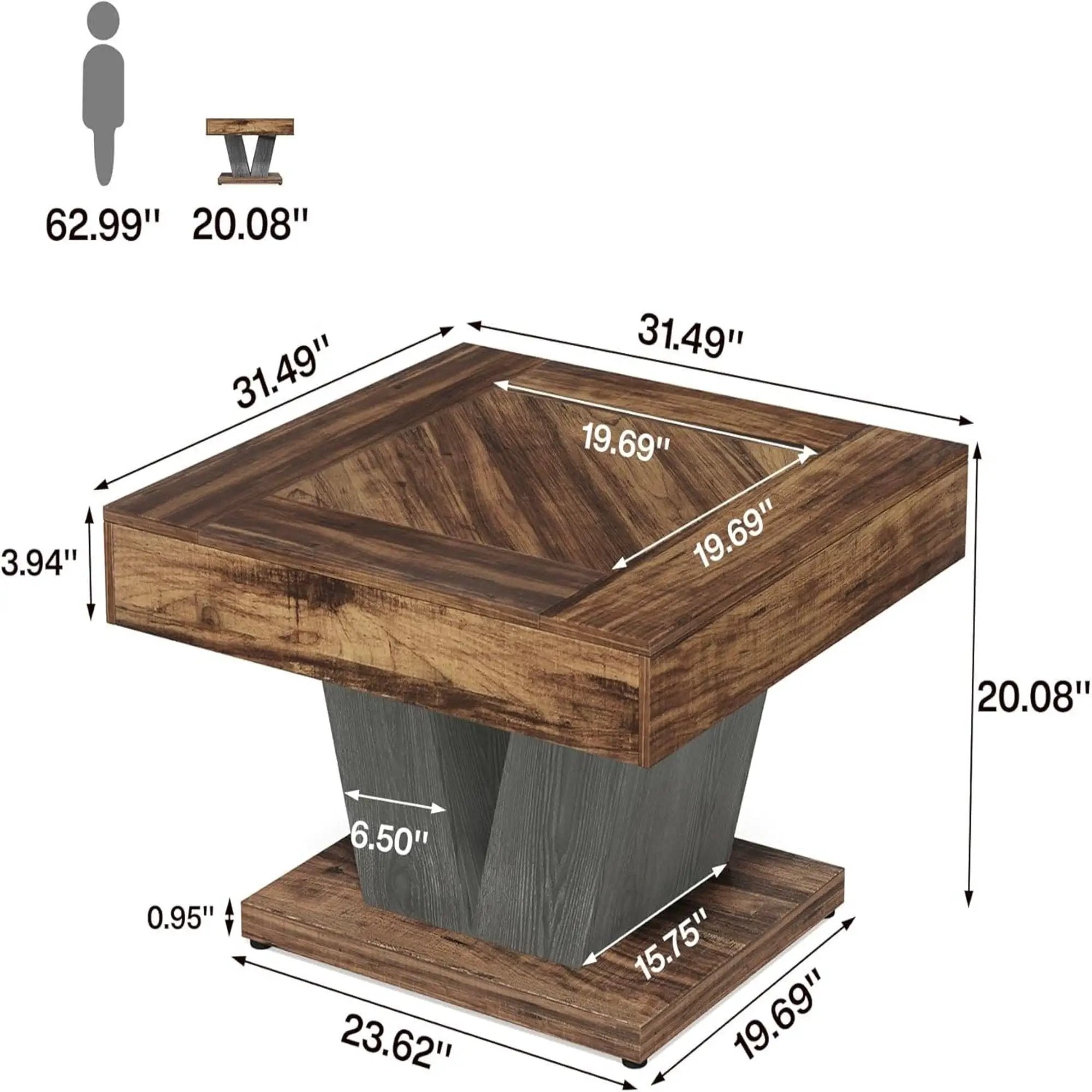 Square Coffee Table With Crisscross Base - Brown / Black by HouseOfZazla