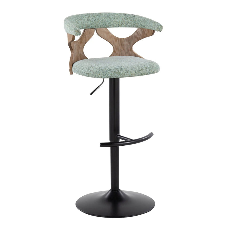 Gardenia - Contemporary Adjustable Barstool With Swivel With Rounded T Footrest (Set of 2) by HouseOfZazla