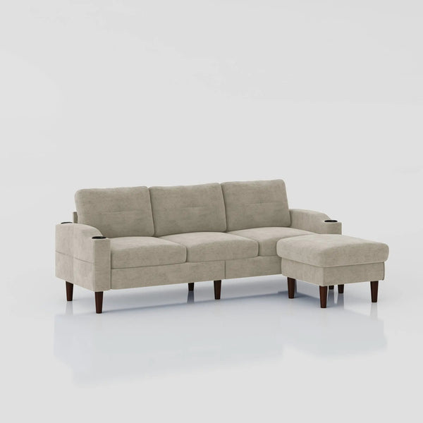 3 Seater Convertible Combination L Shaped Sofa With Footstools With Storage