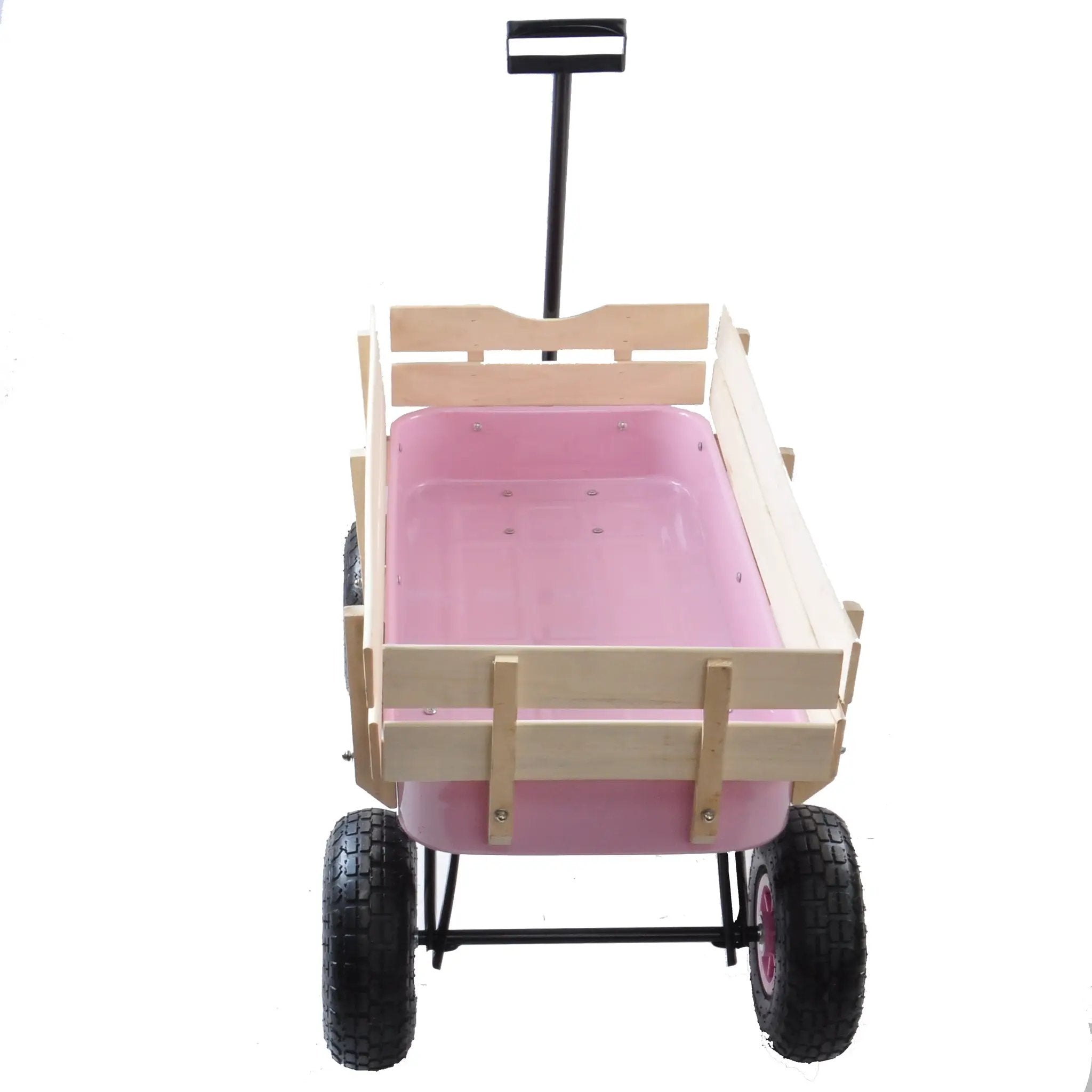 Outdoor All Terrain Garden Wagon with Wooden Railings and Pneumatic Tires by HouseOfZazla