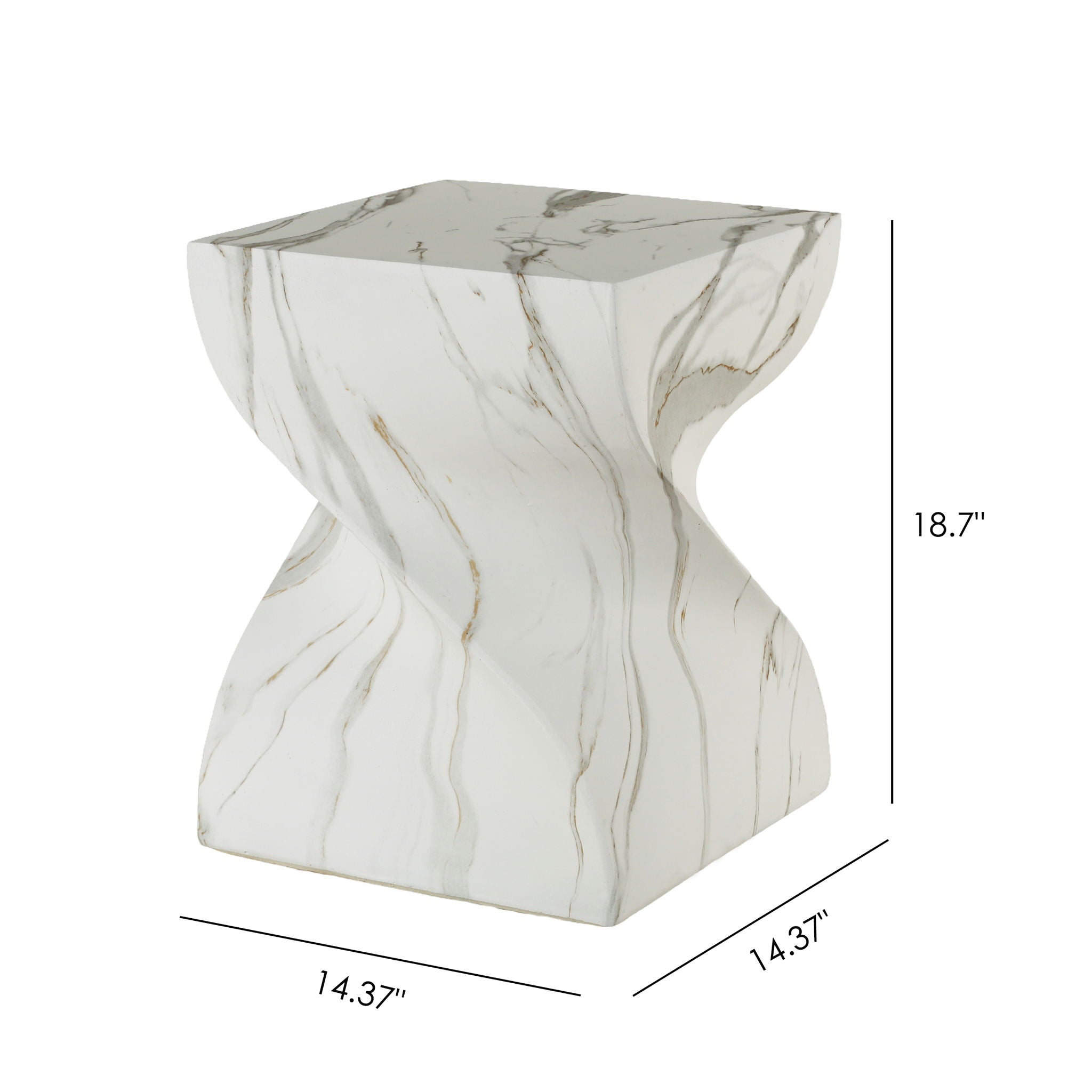 Outdoor End Table, Round Side Table For Patio And Garden - Marble by Unique Piece Furniture
