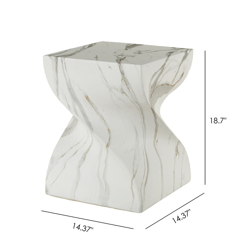 Outdoor End Table, Round Side Table For Patio And Garden - Marble by Unique Piece Furniture
