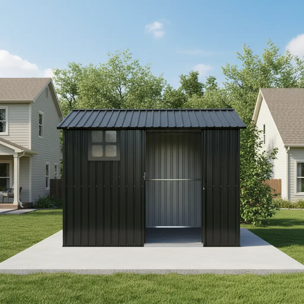 8x6FT Galvanized Steel Outdoor Storage Shed with Sliding Door by HouseOfZazla