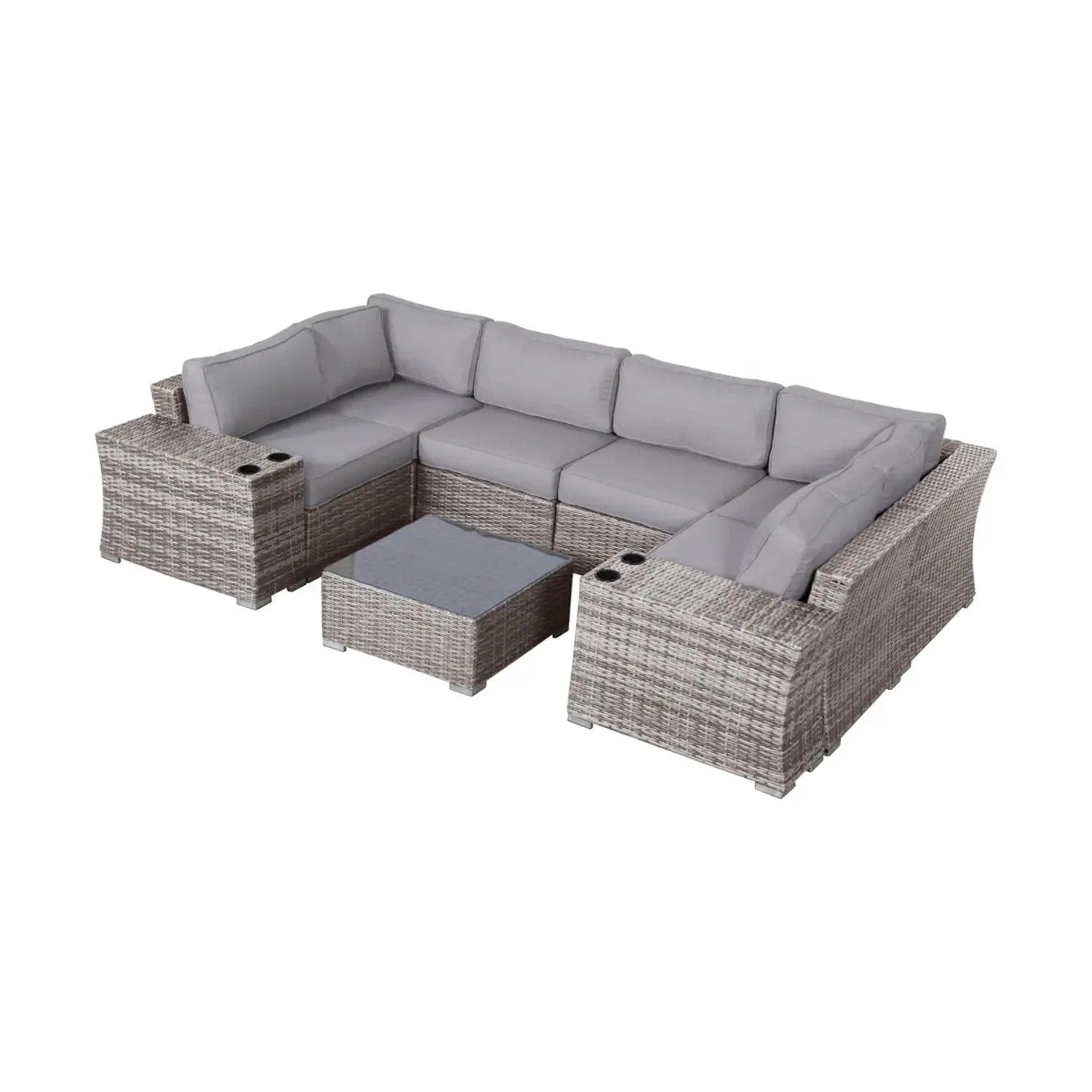 4 Person Patio Seating Set With Cushions, All Weather - Gray by HouseOfZazla