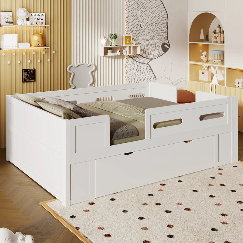 Platform Bed With Guardrail And Drawer by HouseOfZazla