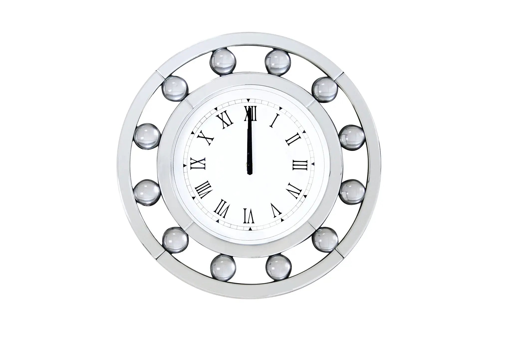 Boffa - Geometric Pattern Trim Round Wall Clock - Mirrored by Unique Piece Furniture
