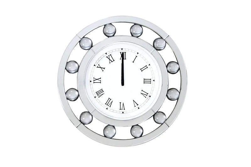 Boffa - Geometric Pattern Trim Round Wall Clock - Mirrored by Unique Piece Furniture