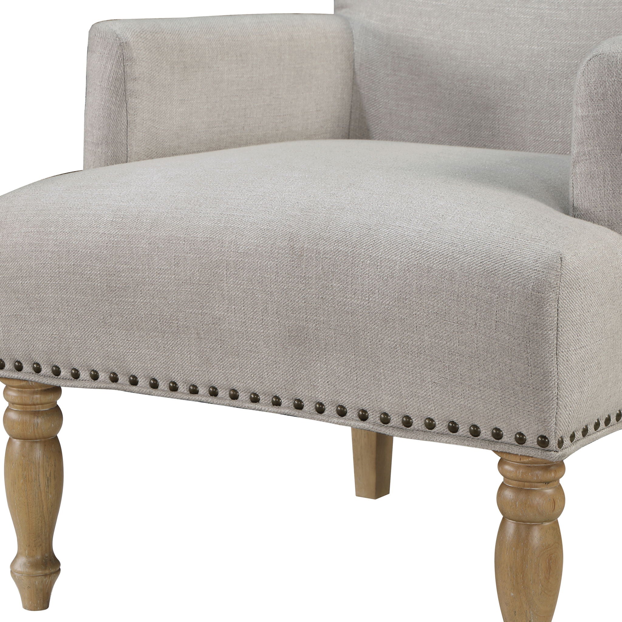 Alice - Upholstered Arm Chair With Nailheads - Beige by HouseOfZazla