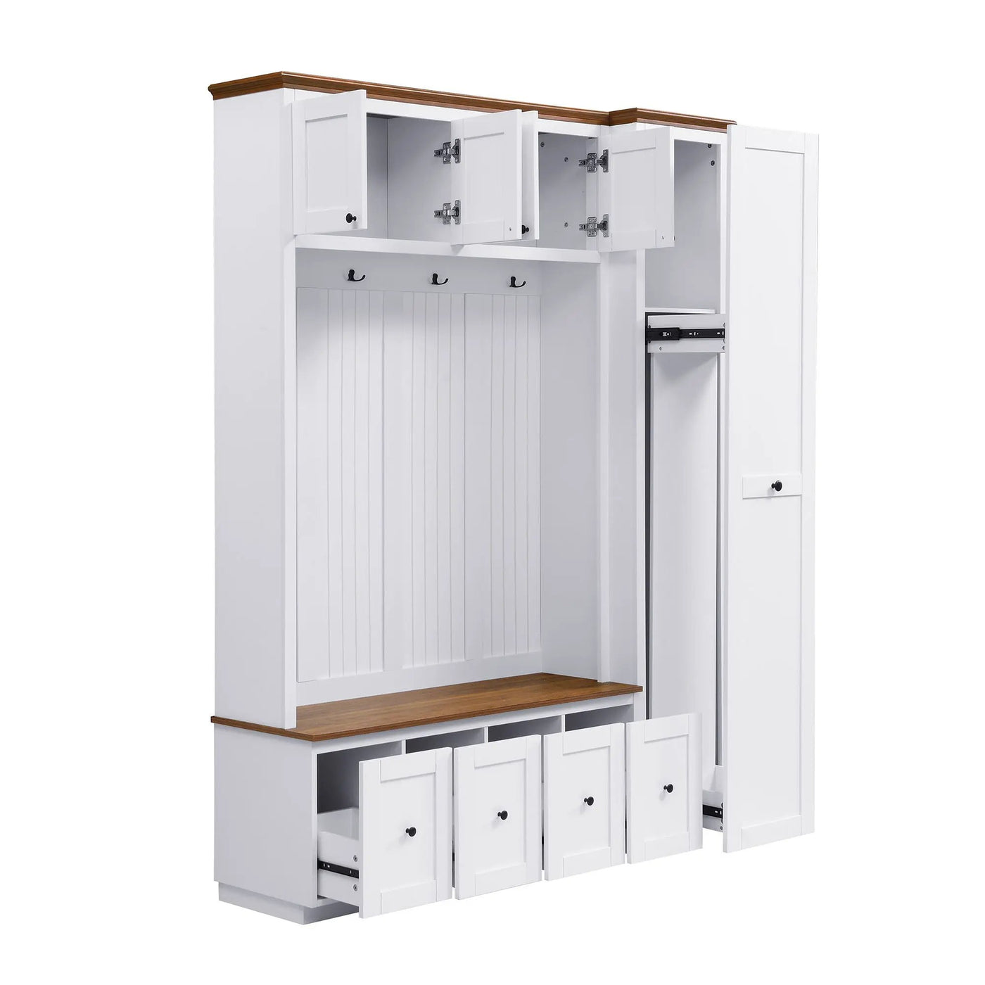 Entryway Hall Tree With Storage Bench, Coat Rack Shoe Bench With Cabinets by HouseOfZazla