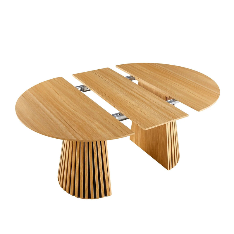 Extendable Pedestal Multifunctional Dining Table - Oak by Unique Piece Furniture