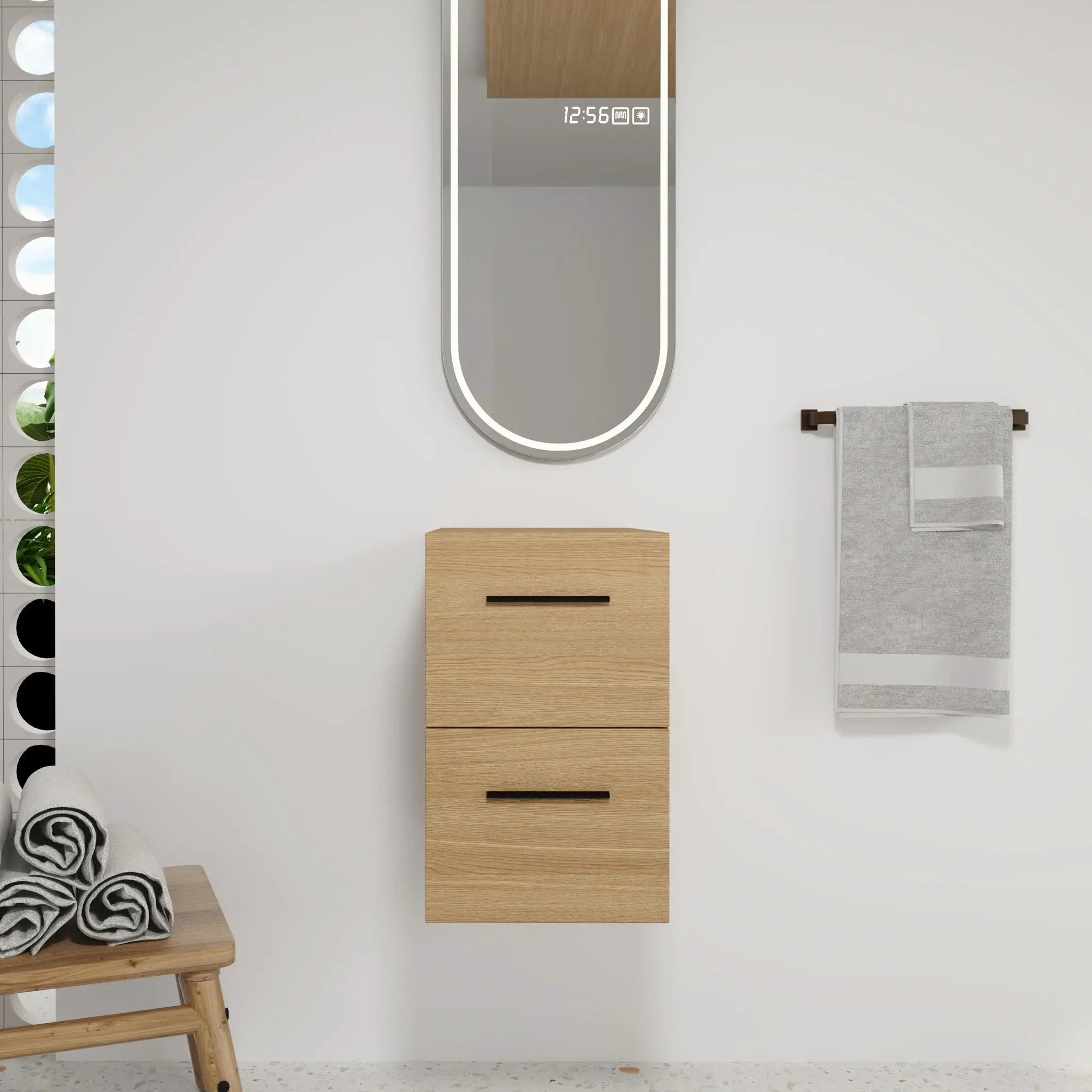 Floating Bathroom Vanity Drawer Base, Wall Mounted Storage With 2 Drawers - Light Oak by HouseOfZazla