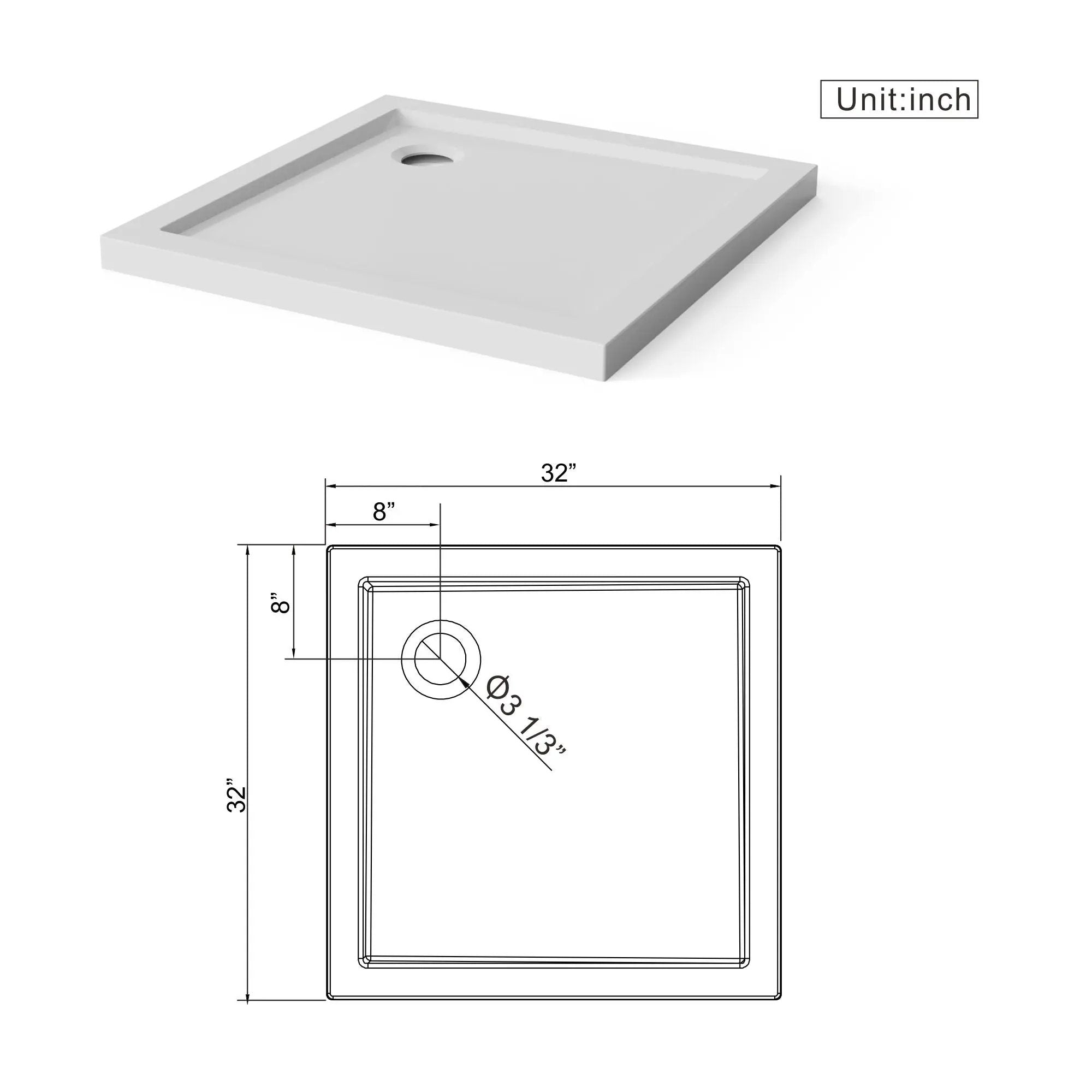 In Corner Drain Shower Base by HouseOfZazla