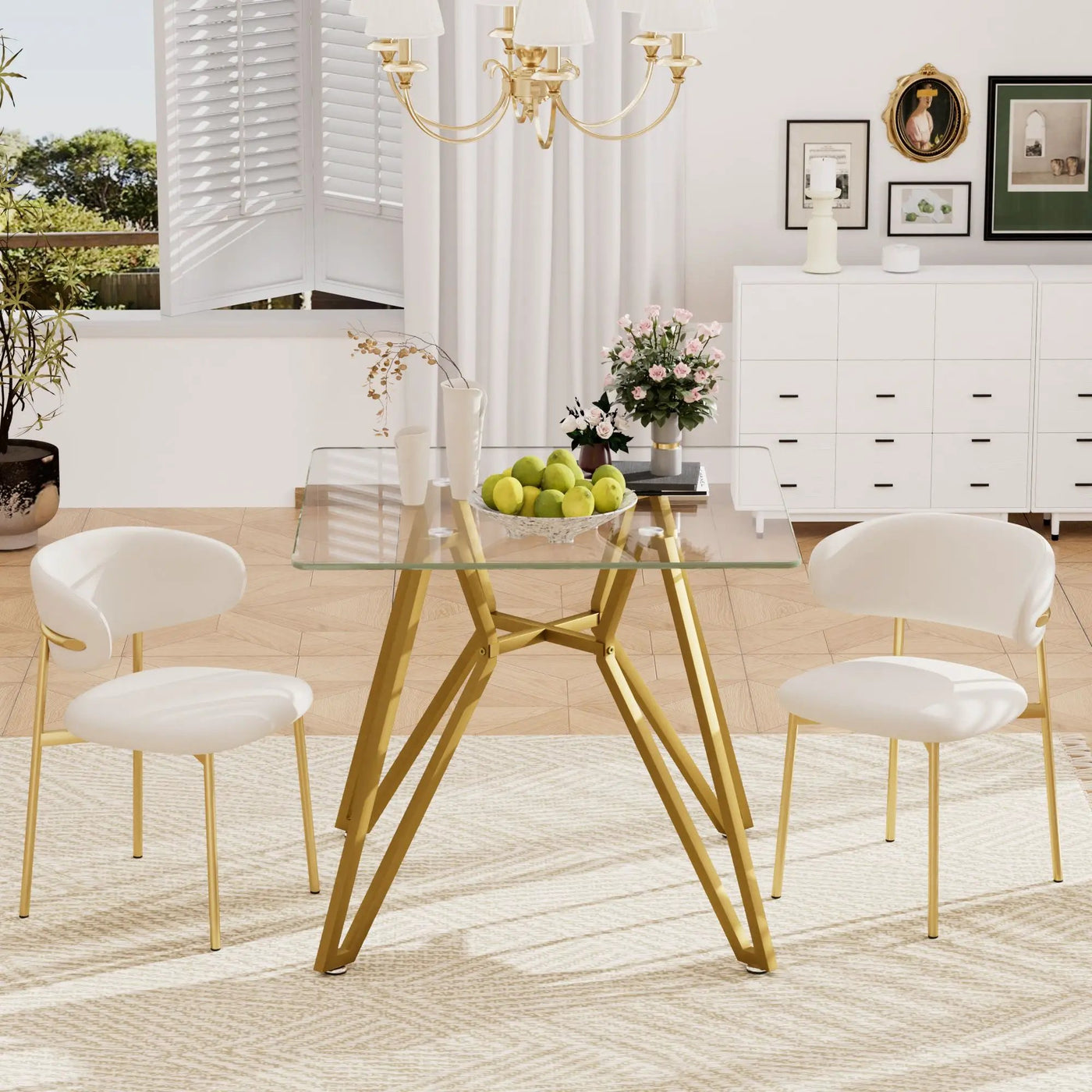 Modern Glass Dining Table With Metal Legs by Unique Piece Furniture