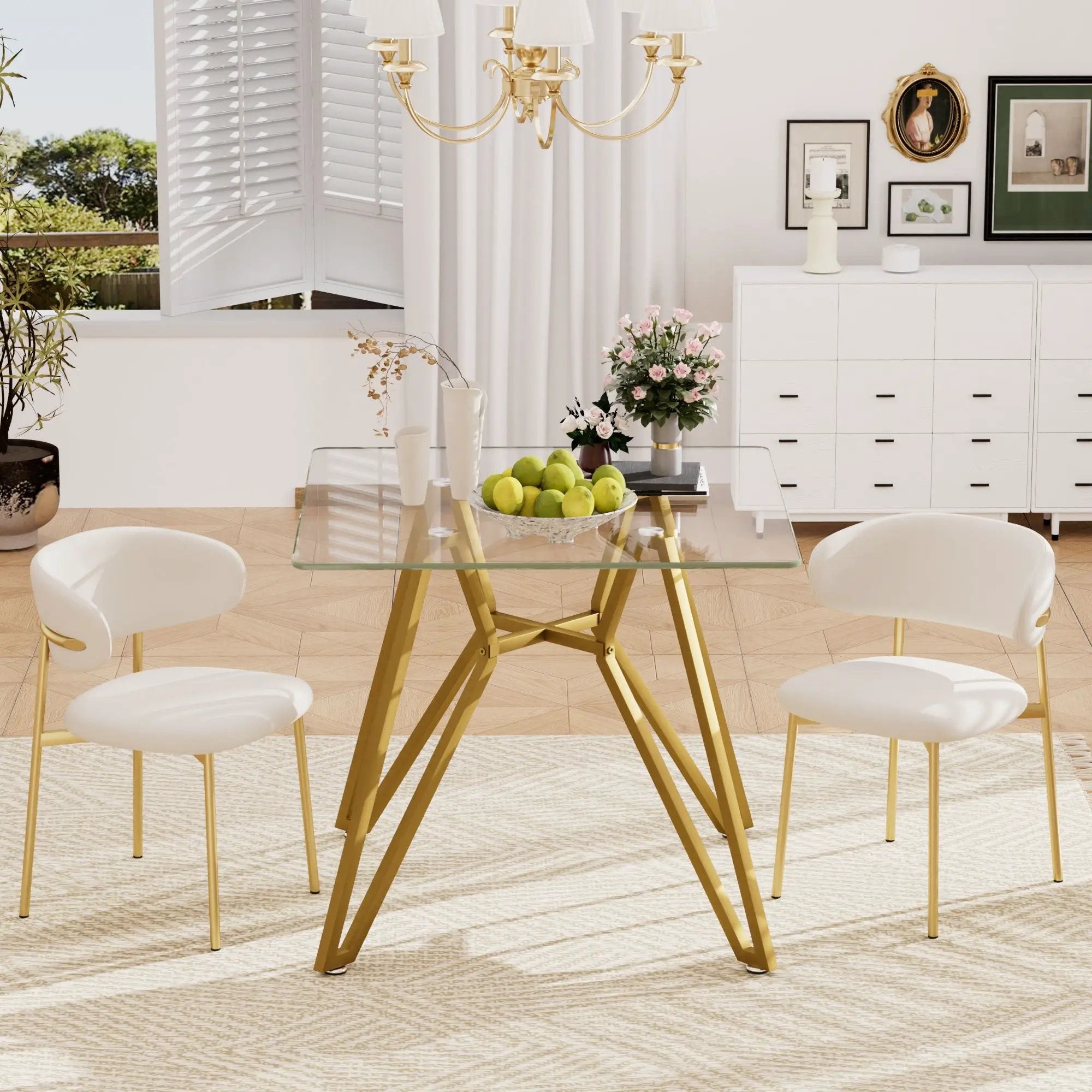 Modern Glass Dining Table With Metal Legs by Unique Piece Furniture