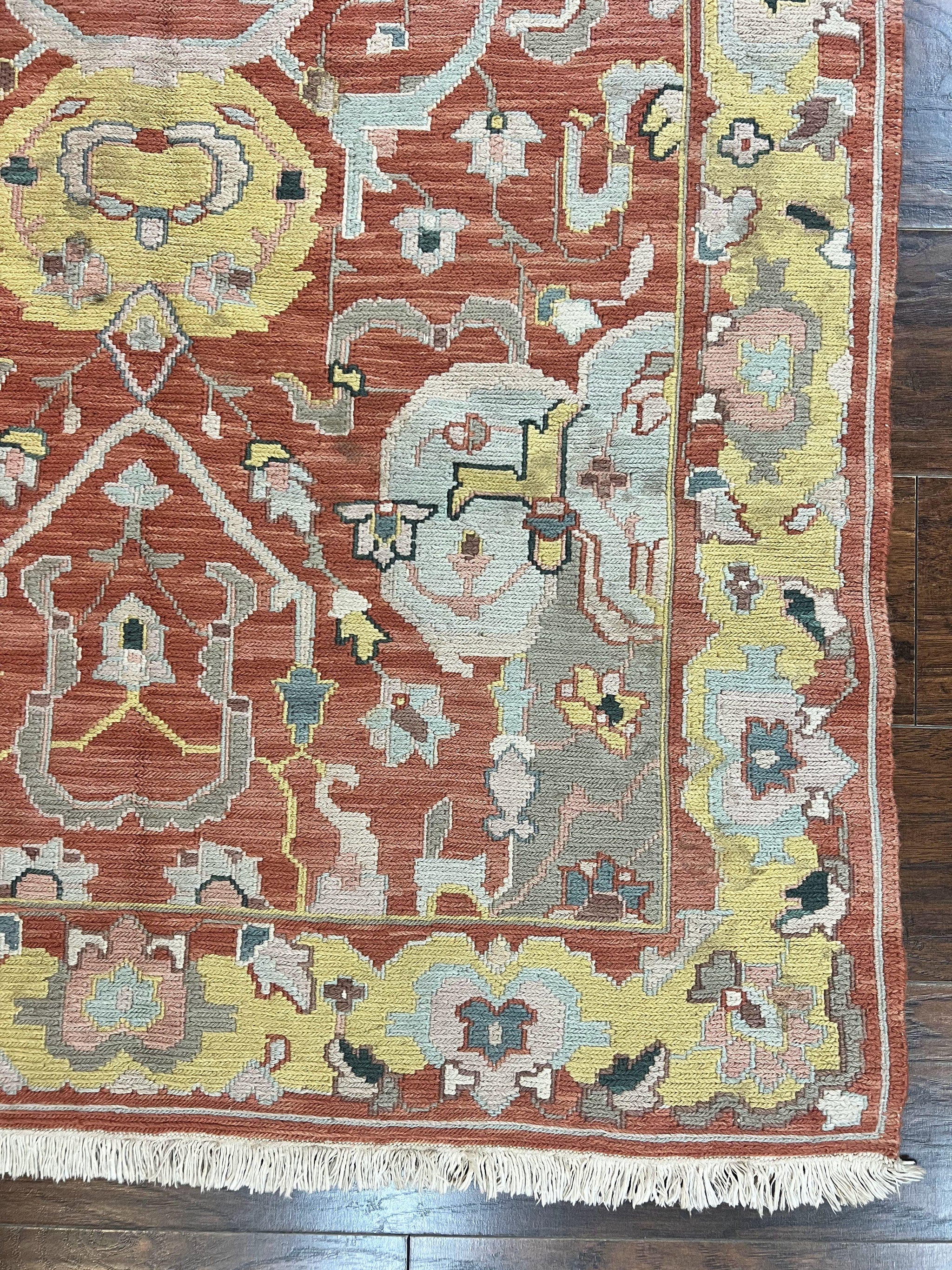 Turkish Flatweave Kilim Rug 4x6, Geometric Wool Handmade Carpet, Vintage by Jewel Rugs