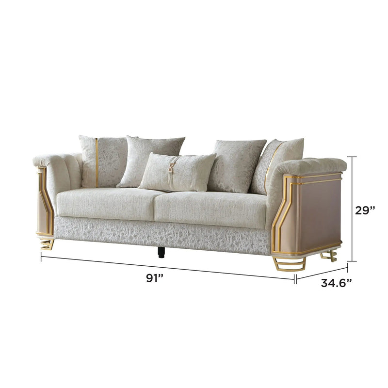 Chateau - Sofa - Cream / Brown by HouseOfZazla