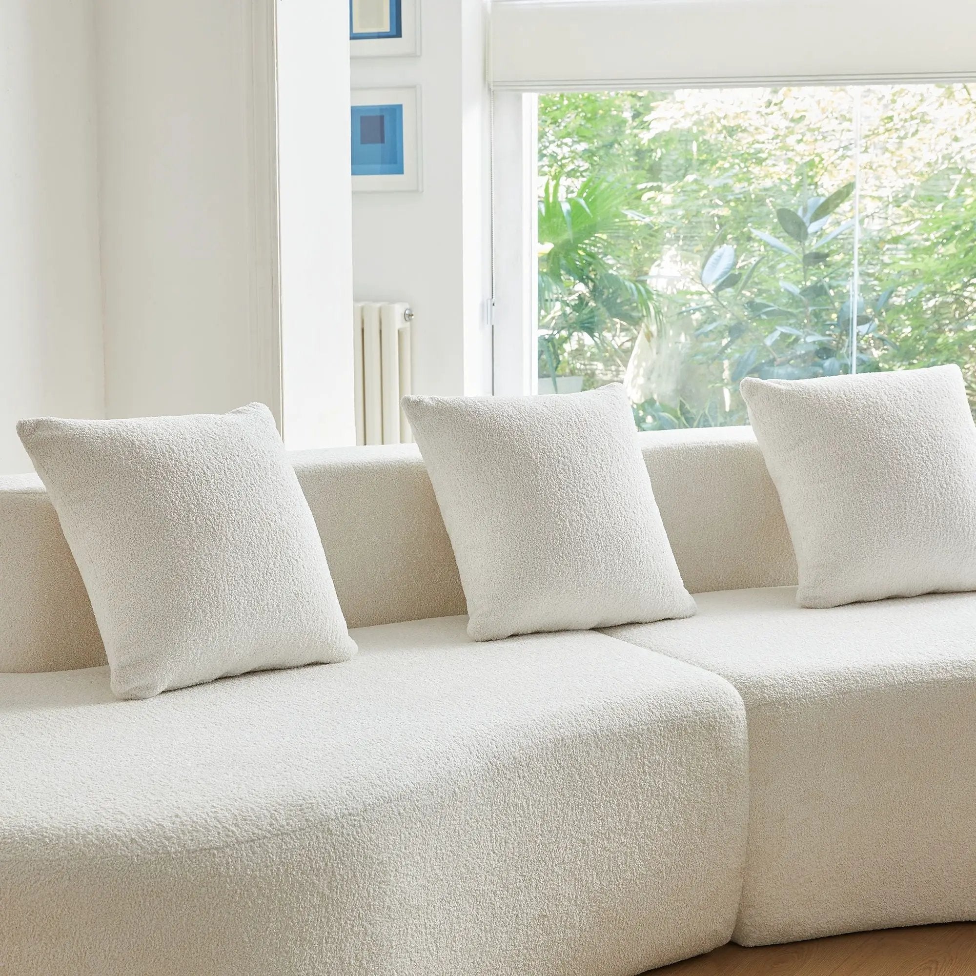 Curved Boneless Couch, Half Moon Sofa, 5 Seat Couch With High Density Foam Filled For Living Room - White by HouseOfZazla