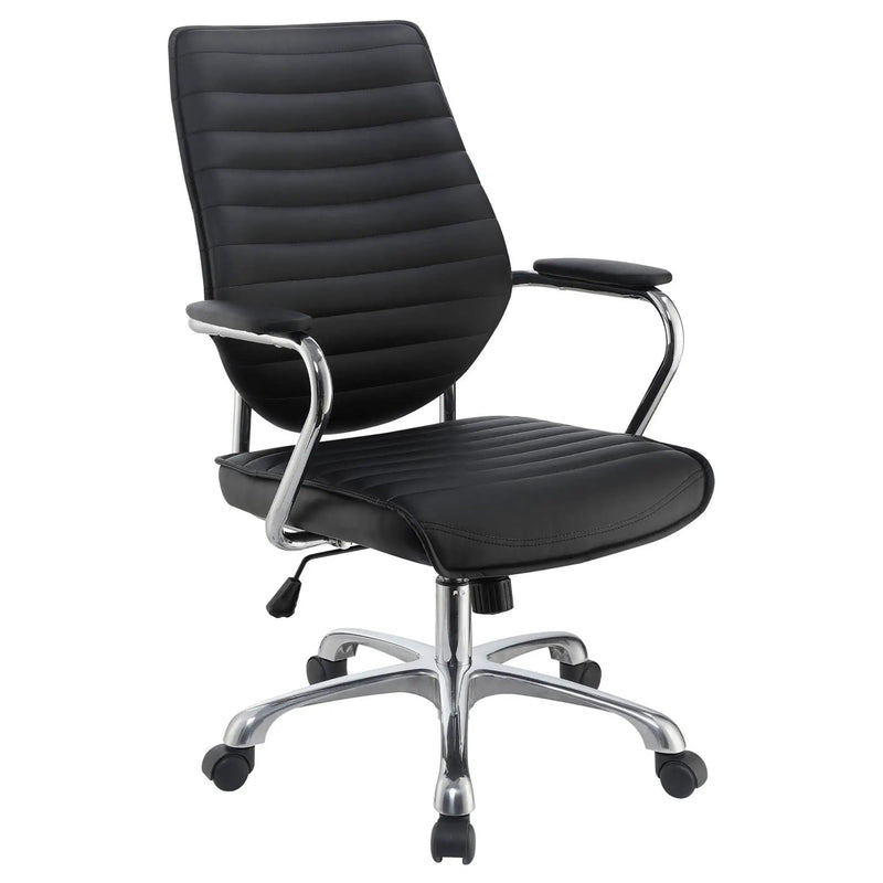 Height Adjustable Swivel Office Chair With Padded Seat And Armrests - Black by HouseOfZazla