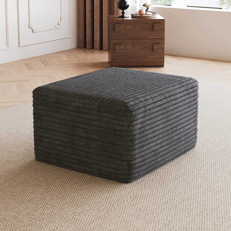 Sofa Ottoman - No Assembly Required - Dark Grey Plush Corduroy Fabric by HouseOfZazla