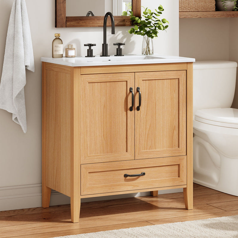 Elegant Fluted Bathroom Vanity With Sink, Soft Close Doors & Drawer by HouseOfZazla