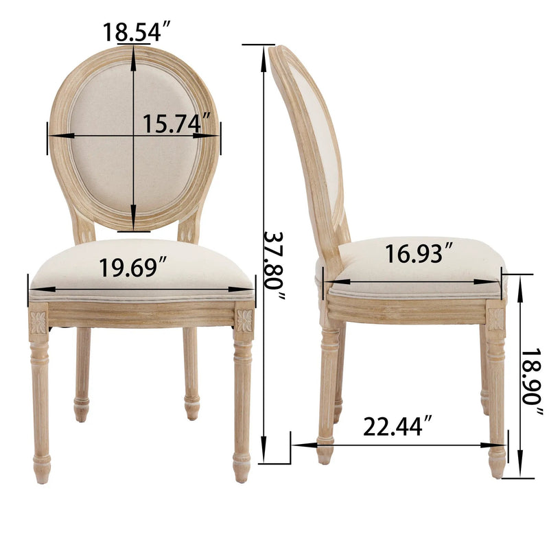 French Country Dining Chairs Set of 2 with Upholstered Round Back by HouseOfZazla
