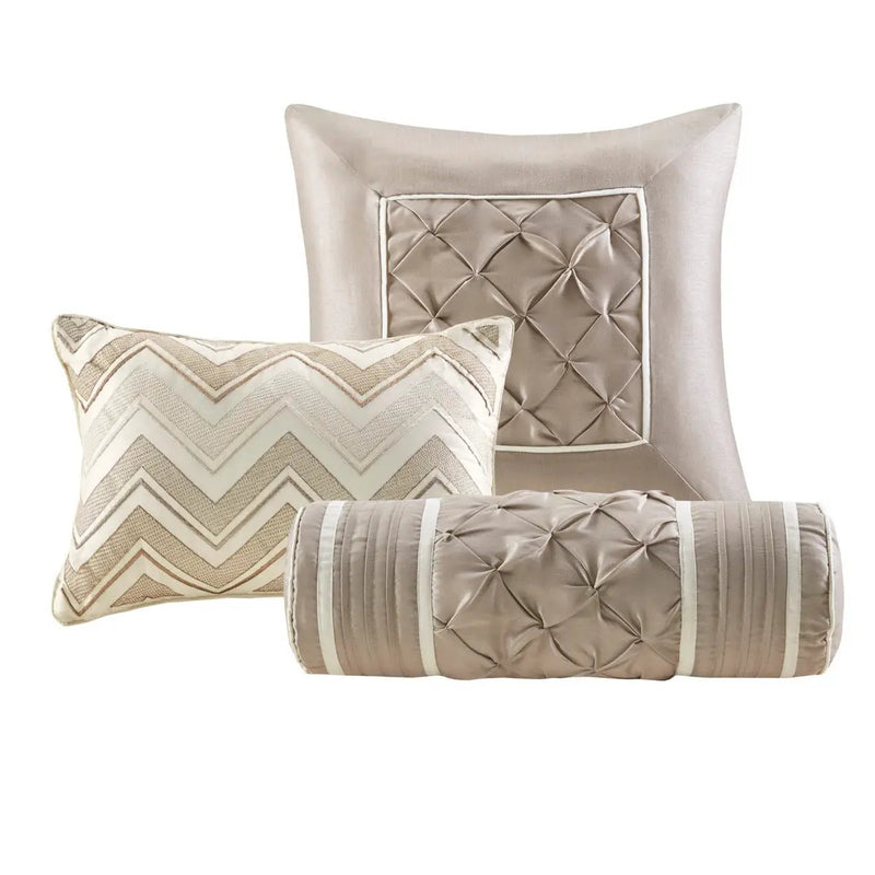 7 Piece Tufted Comforter Set Ivory King by HouseOfZazla