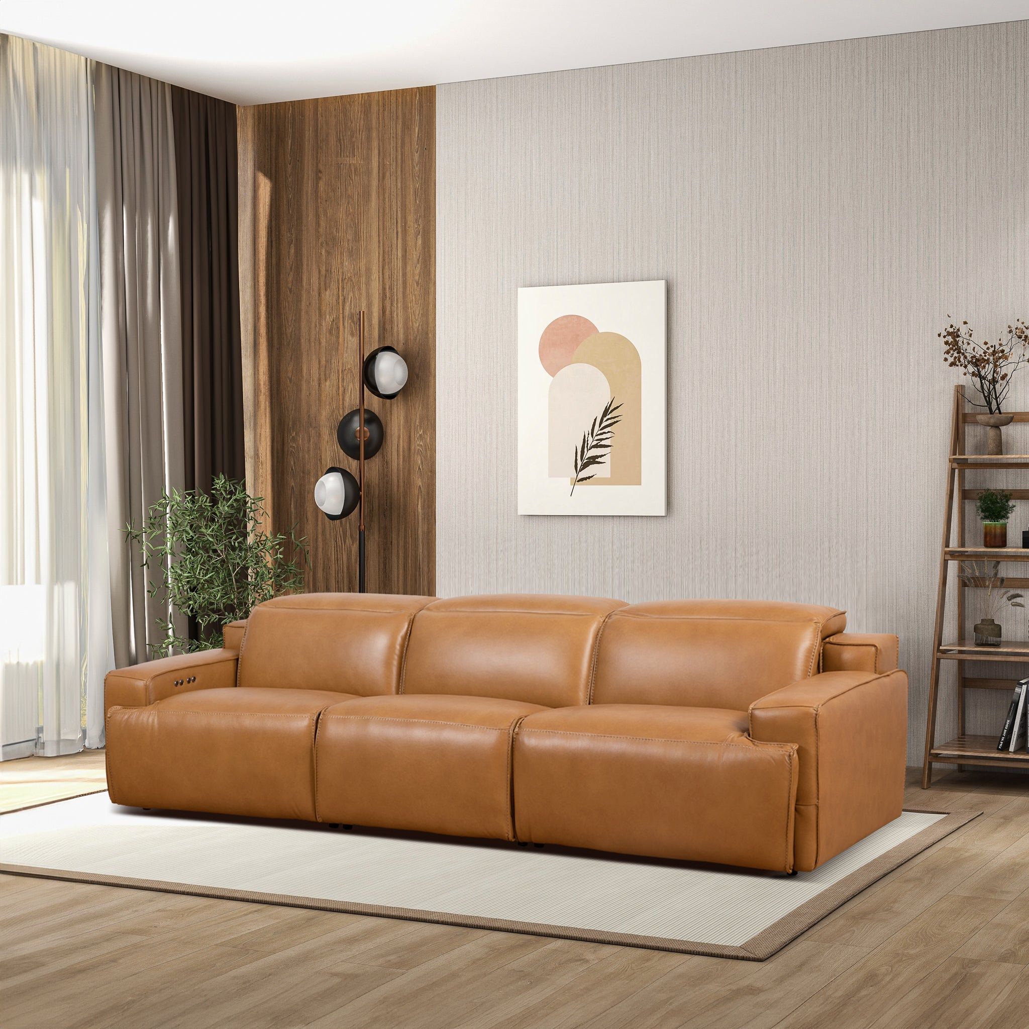 Urbana - Triple Power Recliner Sofa - Tan by HouseOfZazla