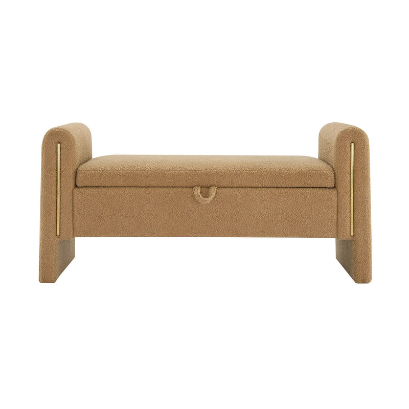 Modern Teddy Upholstered Large Bed End Bench With Arms And Storage by Unique Piece Furniture