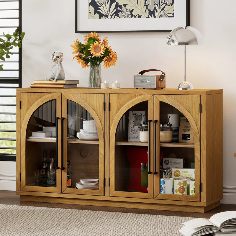 TREXM 4-Door Large Storage Sideboard Buffet Cabinet by HouseOfZazla