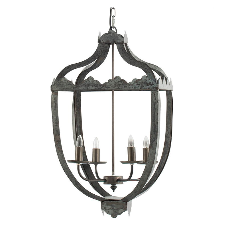 4 Light Metal Chandelier, Hanging Light Fixture With Adjustable Chain For Kitchen, Bulb Not Included - Gray by HouseOfZazla