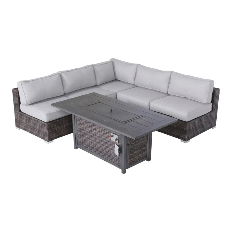 6 Piece Sectional Sofa Set With Cushions - Brown by Unique Piece Furniture