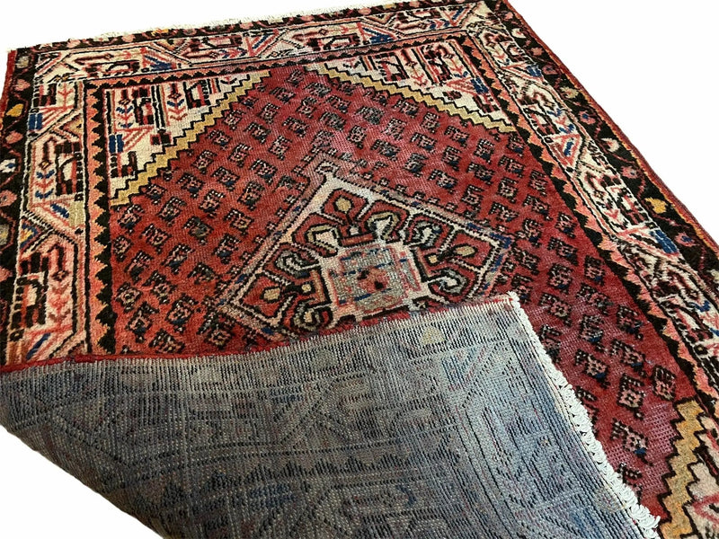 4x6 Antique Rug Handmade Wool Rug Organic Dyes Red Ivory Red Tribal Rug Boho Rug by Jewel Rugs