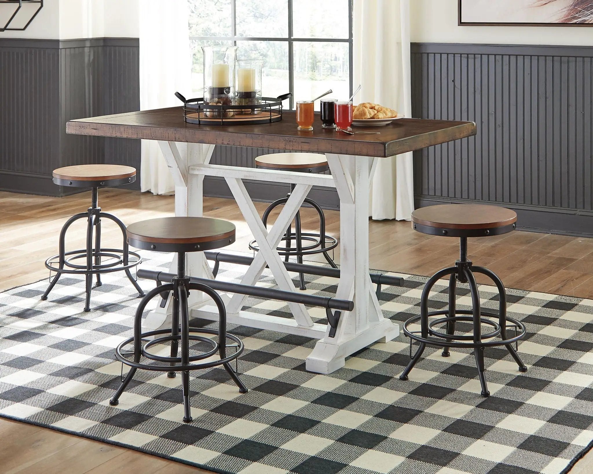Valebeck - Rectangular Dining Room Counter Table - White / Brown by Unique Piece Furniture