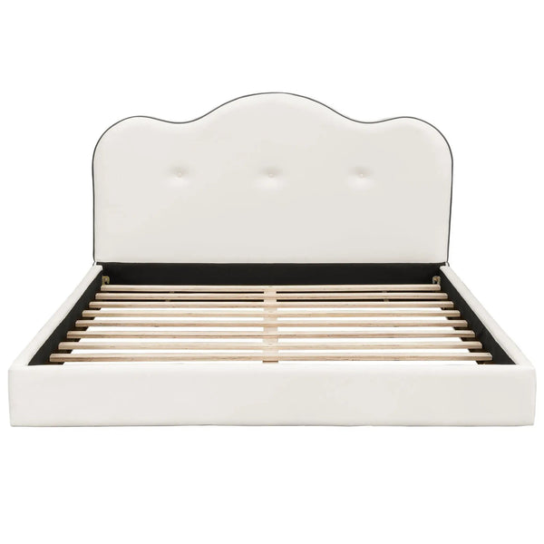 Upholstered Platform Bed With Sturdy Frame And Headboard