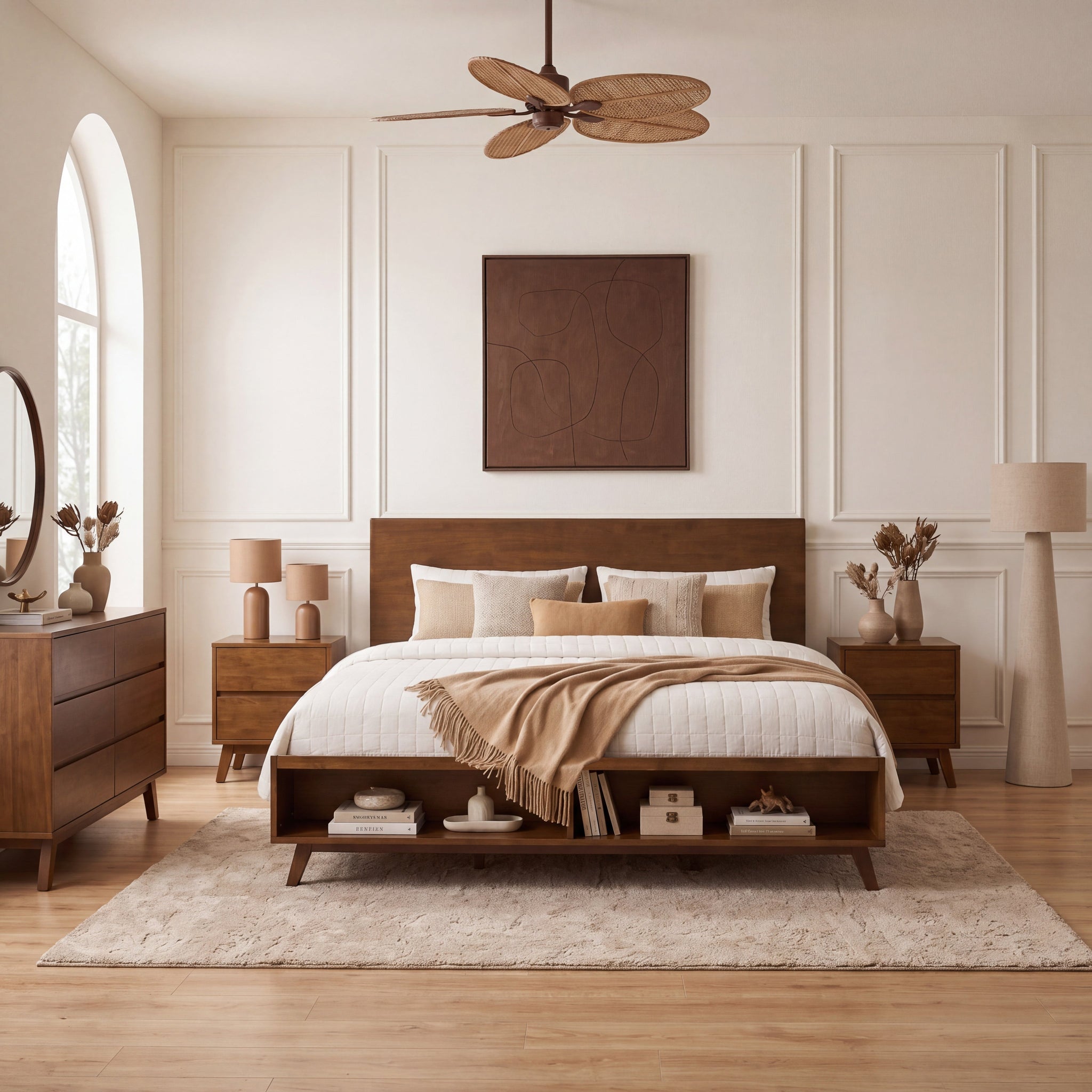 Walnut King Size Platform Bed Frame by HouseOfZazla
