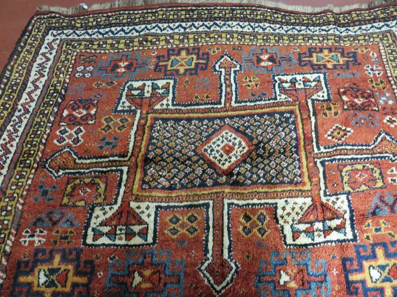 Antique Moroccan Runner Rug 4x9, Wide Runner, Hand Knotted Tribal Oriental Carpet, Hallway Rug, Geometric Medallions, Red, Bohemian Rug Nice by Jewel Rugs