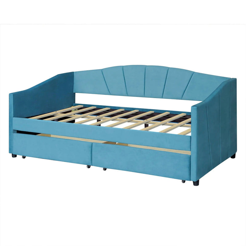 Upholstered Daybed With Two Drawers And Wood Slat by HouseOfZazla