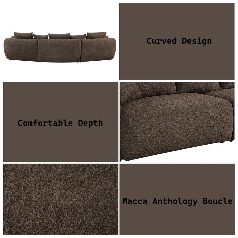 Bash - Anthology Boucle Sofa With Pillows - Brown by Unique Piece Furniture