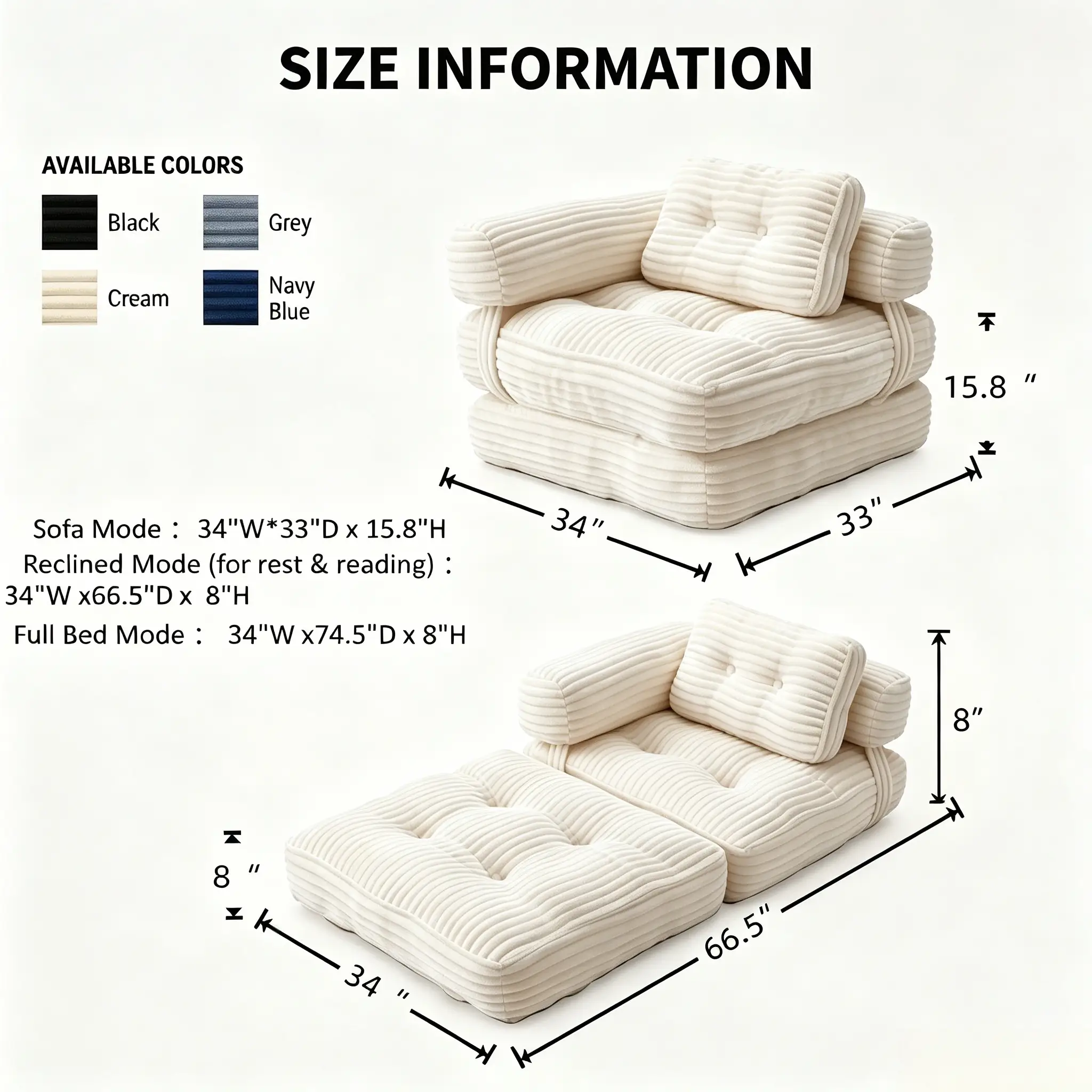 Boneless Foldable Floor Sofa Bed with Armrest & Pillows by HouseOfZazla