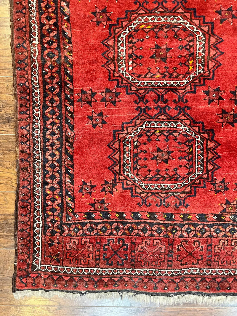 Afghan Rug 3x6, Semi Antique Vintage Oriental Carpet, Wool Handmade Red Rug, Tribal Rug, Afghan Beshir Rug by Jewel Rugs