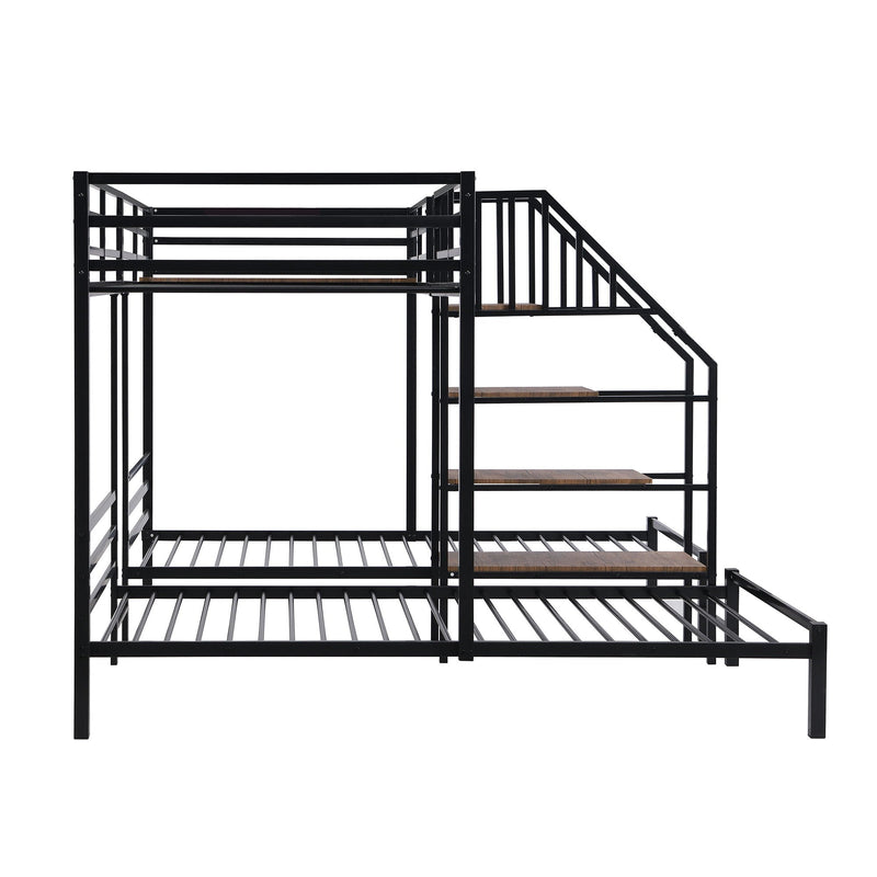 Metal Bunk Bed With Storage Shelves Staircase by HouseOfZazla