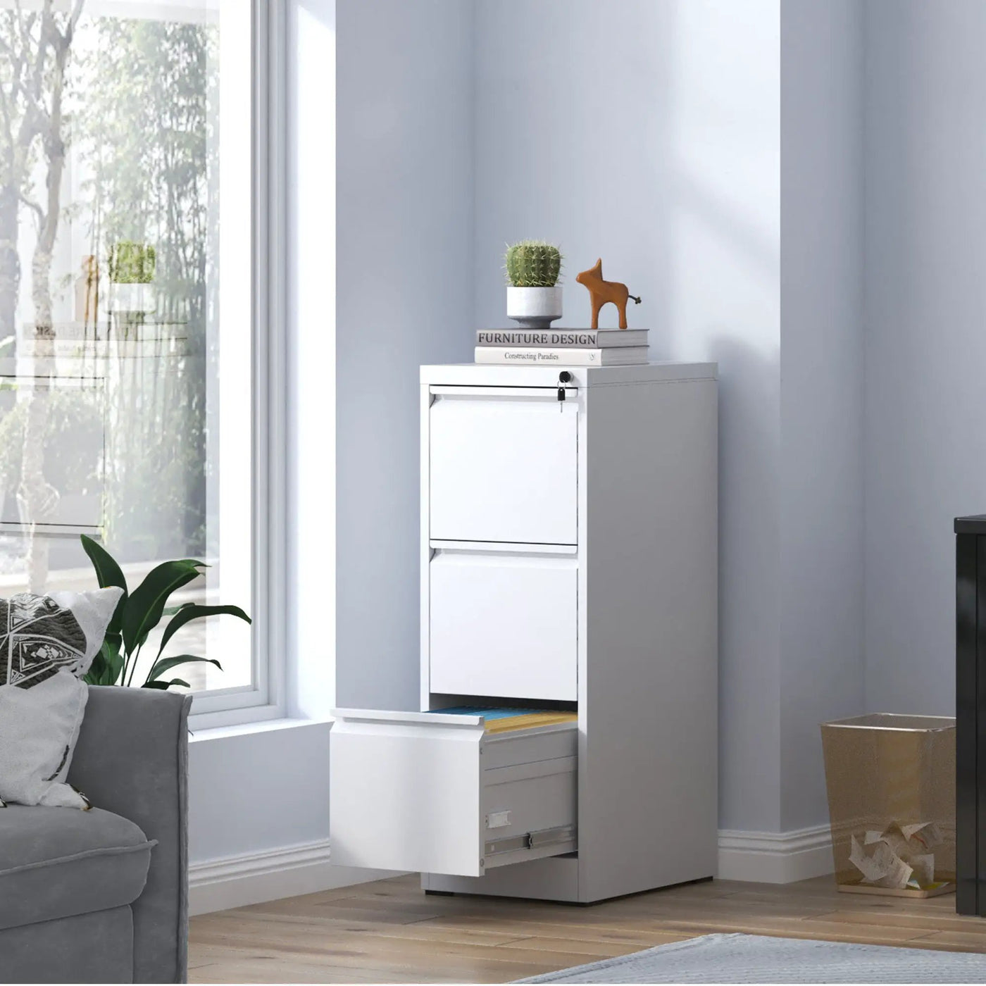 Steel Drawer Vertical File Cabinet With Lock For A4 Legal / Letter Size by HouseOfZazla