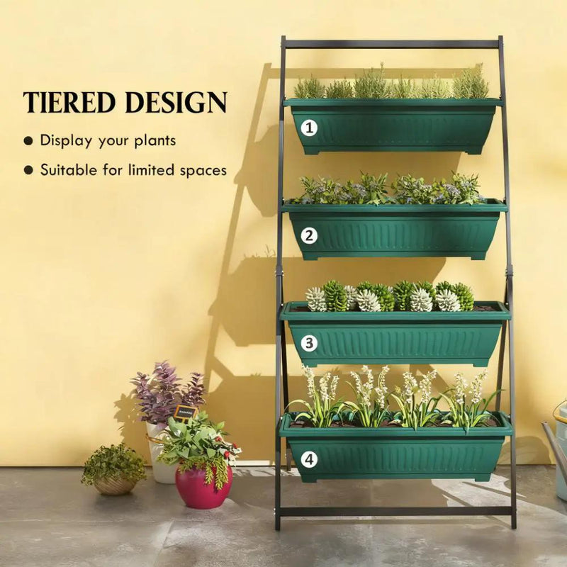 4-Tier Vertical Raised Garden Planter with 4 Boxes by HouseOfZazla
