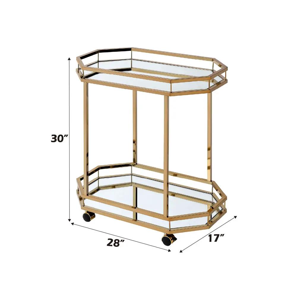 Lacole - Serving Cart - Mirrored & Champagne by Unique Piece Furniture